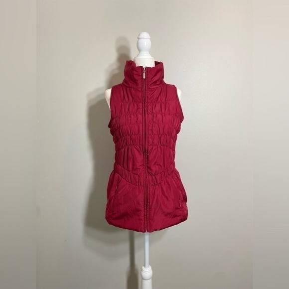 Small New Directions ND Red Scrunch Lightweight Vest w/ Pockets - Picture 2 of 9